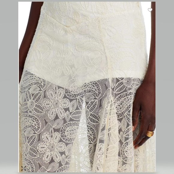 Free People Beat of the Moment Lace Maxi Skirt Sheer with shorts Size 4 NEW - Picture 8 of 15